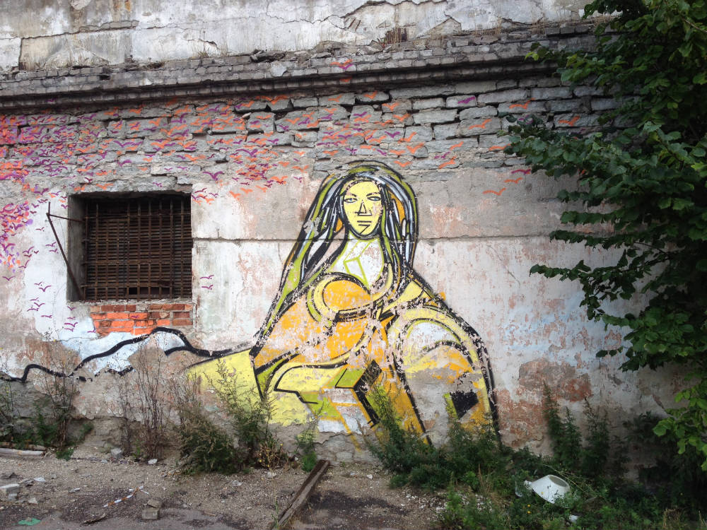 Street art in a defunct prison in Tallinn, Estonia.